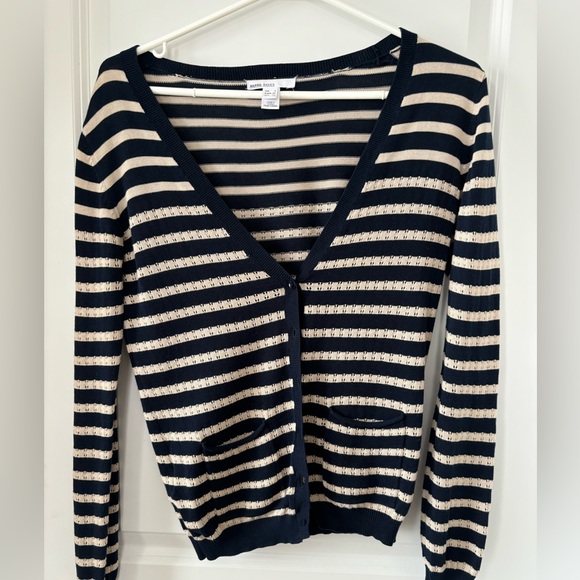 Mango Navy and Cream Striped Cardigan - Picture 1 of 5